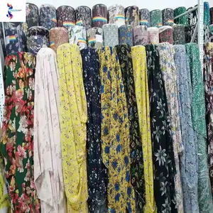 Kain Stok Cetakan Mutiara Sifon Poliester Yang Indah