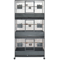 Jaula de Metal y Acero de 3 Niveles Extra Grande para Pájaros (61x93x186.7cm) con Ruedas, Jaula de Cría para Mascotas, Diseño con Estampado Animal, Embalaje en Caja