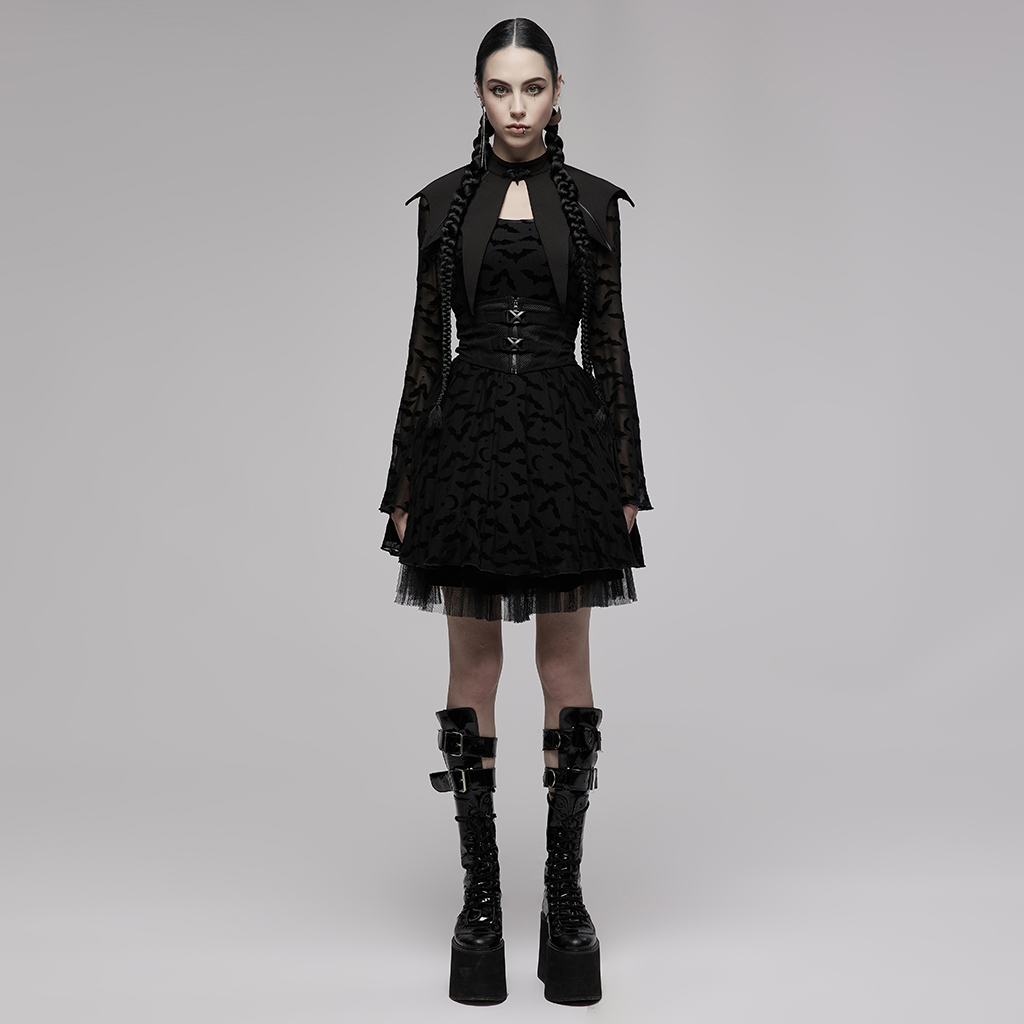 Punk Rave OPS-257LHF fashion accessories dark gothic bat wing shape with matt black detachable bird-head pin adjustable collar