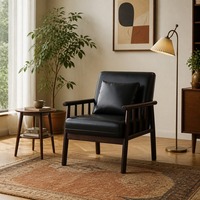 Fauteuil en bois massif de style rétro du milieu du siècle, avec tissu imprimé, pour salon et loisirs, vente en gros, livraison directe