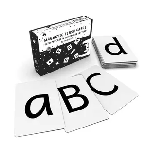 Magnetic Big Alphabet ABC Flash Cards - 52 Sturdy Uppercase Lowercase Large Letters Black - For Classroom Teachers