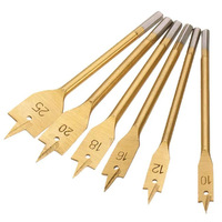6 pièces titane plaqué planche de bois ouvre-trou foret ensemble poignée hexagonale 10-25mm plat bois pelle foret