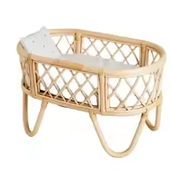 Vente en gros Lit de couchage écologique Berceau en rotin Berceau en osier Jouet pour bébé Berceau pour poupée Meubles pour enfants Bambou Unisexe