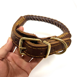 Colliers d'entraînement pour animaux <span class=keywords><strong>de</strong></span> compagnie en cuir véritable durable et personnalisable, colliers pour <span class=keywords><strong>chien</strong></span> en cuir véritable avec boucle métallique réglable - Product Image 1
