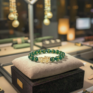 Bracciale Unisex di Tendenza con Perle di Agata Verde da 10mm, Gioiello Portafortuna con Pixiu in Rame, Bracciale Feng Shui per Ricchezza e Buona <span class=keywords><strong>Fortuna</strong></span> - Offerta Speciale - Product Image 6