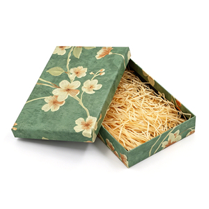Custom Printed Dark Green Floral Gift Cardboard <b>Box</b> with Inner Padding for Cultural Keepsake and Folding Fan Gift <b>Packing</b> - Product Image 3