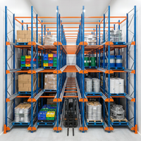 Système de rayonnage à circulation de palettes robuste pour entrepôt logistique, rayonnage à navette industriel automatisé