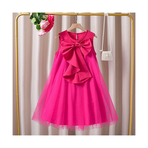 2025 nuove ragazze estive <span class=keywords><strong>Tulle</strong></span> senza maniche Denim abito da principessa gruppo di età per bambini modello solido festa di compleanno per bambini vestito da bambino - Product Image 1