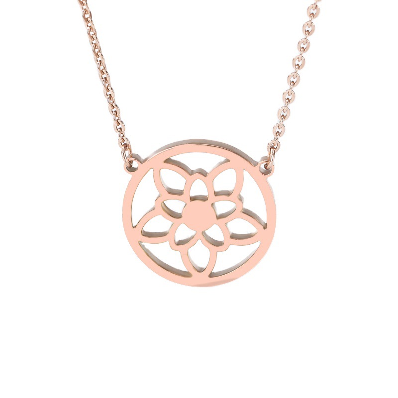 European and American fashion simple titanium steel vacuum plating 18K geometric pattern couple stainless steel necklace