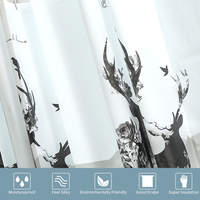 Tirai Mandi Anti Air 72x72 Inch, Motif Cetak PEVA Ramah Lingkungan, Anti Jamur, Tanpa Bau, Modern, MOQ Rendah, Sedang Tren