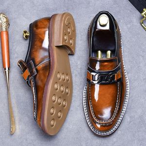 High Quality Factory Wholesale Men's Big Head Square Toe Lace-Up Leather Shoes Lightweight Breathable Anti-Slip Patchwork Design - Product Image 5