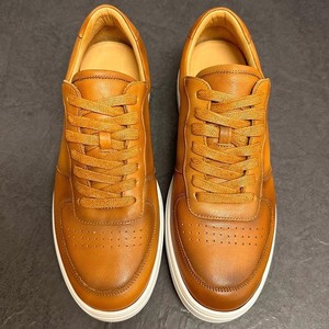 Zapatillas Bajas de Cuero Marrón para Hombre, Estilo Casual Retro, Transpirables, con Tacón Medio, Suela Blanca, a la Moda, Estilo Veraniego - Product Image 2