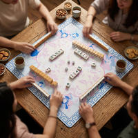Tapis de Mahjong à Motifs Personnalisés en Néoprène 32,6"x32,6" avec Dos Antidérapant en Caoutchouc pour Club de Mahjong