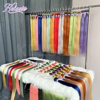 Kelssie Dapat Menyesuaikan Bundel Rambut Manusia Warna Ungu Dengan Closure, Ekstensi Rambut Lurus Berwarna Ungu Asal Brazil