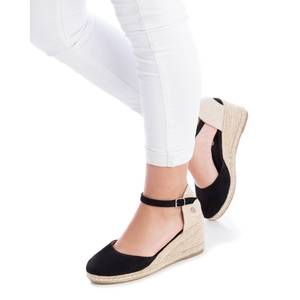 Sandales compensées espadrilles pour femme en daim noir avec bride de cheville et talon - Product Image 5