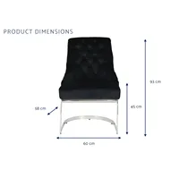 Chaise en acier et polyester 60x58x93 Velours noir