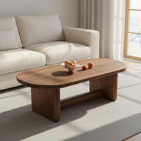 Table basse rectangulaire semi-circulaire moderne en bois massif de noyer noir, petite table d'appoint plate pour salon YUMU YU MU-C99 Five