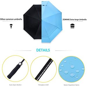 Parapluie de golf grand format 27 pouces, double toit, coupe-vent, avec logo personnalisé, baleines en fibre de verre, pour le voyage et l'extérieur - Product Image 3