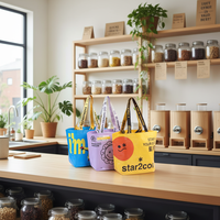 Sac fourre-tout en plastique recyclé tissé PP personnalisé Miles avec logo, laminé, imperméable, réutilisable, écologique, pour les courses
