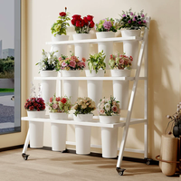 Seau de présentation rond pour fleurs de supermarché avec remplissage d'eau et support pliable, chariot à fleurs mobile pour stands