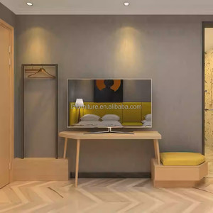 <b>Full</b> Modern 3 Star Hotel Bedroom Furniture <b>Sets</b> Custom Single Twin Wood <b>Bed</b> Frame With Nightstands Wardrobe Desk Chair & TV Unit - Product Image 5