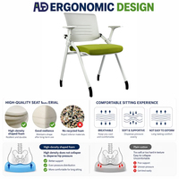 Chaise de formation ergonomique moderne avec tablette d'écriture pliable, dossier en maille, empilable, pour conférence, bureau, école, OEM ODM