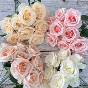 Rosas Artificiales de Nueve Cabezas, Tejido de Tela, Decoración para Bodas, Hogar, Día de la Madre, Día de San Valentín - Product Image 3