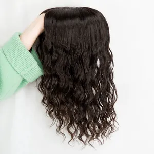 Лучшие натуральные волосы Топпер с зажимом из волнистых волос на шелковой основе топперы из натуральных волос кудрявый Топ для женщин
