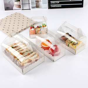 Cake Box Roll Odm Mousse Cake Box Biodegradable Ted Bakerwindow Box Packaging Transparent Strip Portable Swiss Towel Roll Cake Pastry Box