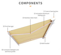 Auvent rétractable en aluminium pour extérieur, imperméable, électrique, avec protection contre la pluie, pour balcon, cassette intégrale, motorisé, télécommande, terrasse