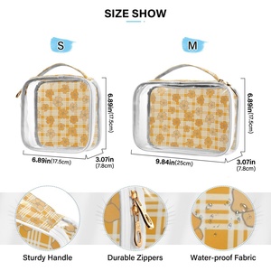Ensemble de maquillage en PVC avec fermeture éclair, motif personnalisé, pochette de voyage transparente avec logo, fleur de Puakenikeni jaune d'Hawaï, 2 pièces - Product Image 4