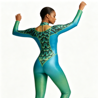 Combinaison intégrale en maille à imprimé écailles de sirène ombrées brillantes, justaucorps de performance sublimé personnalisé pour femmes adultes et équipes de danse
