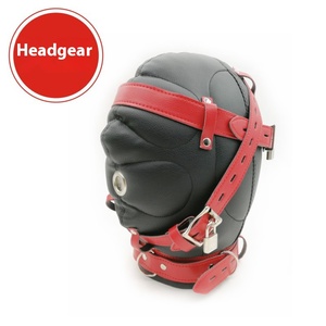 หน้ากากหนัง PU แบบปิดล็อคได้มีฮู้ดเปิดปากประสาทสัมผัสของเล่นทางเพศหนังทาสทาส - Product Image 5