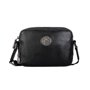 Tiding fashion personalized black small shoulder bag messenger bag genuine leather - Product Image 1