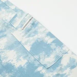 High Street tie-dye pantalones moda múltiples bolsillos pantalones vaqueros de pierna ancha de estilo colorido para hombres - Product Image 6