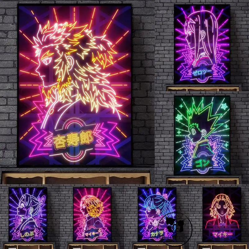 Japanese Prints Hd Picture Demon Slayer Poster Wall Art Canvas Painting For Living Room Home Decor Neon Anime Wall Art