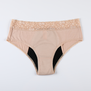 <span class=keywords><strong>Culottes</strong></span> menstruelles OEM Shanhao en coton absorbant 4 couches avec ceinture en dentelle, anti-fuites, tricotées unies pour femmes - Product Image 2