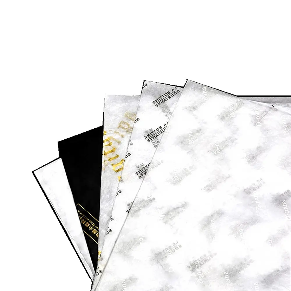 Logo Kustom Mewah Warna Putih Emas Hadiah Hadiah Sepatu Pakaian Kertas Tisu Pembungkus Foil Daur Ulang