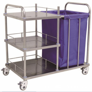 Carrito Médico de Acero Inoxidable 960x550x800mm de 3 Niveles con Bolsa para Residuos, Mobiliario Hospitalario, Diseño Industrial Duradero - Product Image 5