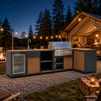 Système de cuisine BBQ modulaire en aluminium de haute qualité, adapté aux hôtels, complexes hôteliers, patios et rassemblements en plein air