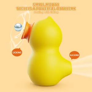 Mr duck ricarica magnetica adorabile animale che succhia e lecca il giocattolo del sesso del vibratore della donna impermeabile in silicone morbido