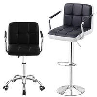 Chaise de bar pivotante avec cadre métallique, style moderne minimaliste, avec accoudoirs, tabouret haut pour caissier, réception