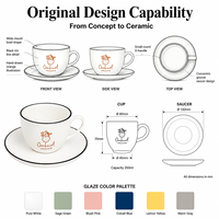 Vente en gros de tasses à café en céramique personnalisées avec logo, 90, 150, 220, 300 ml, pour cappuccino, expresso, latte, avec soucoupe, pour café, restaurant, maison