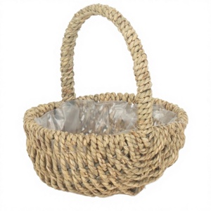 <b>Small</b> Rustic Eco-Friendly Multifunction Long Handle Woven Flower <b>Basket</b> Gift Weddings Multi-Purpose Artificial Flowers TS Brand - Product Image 3