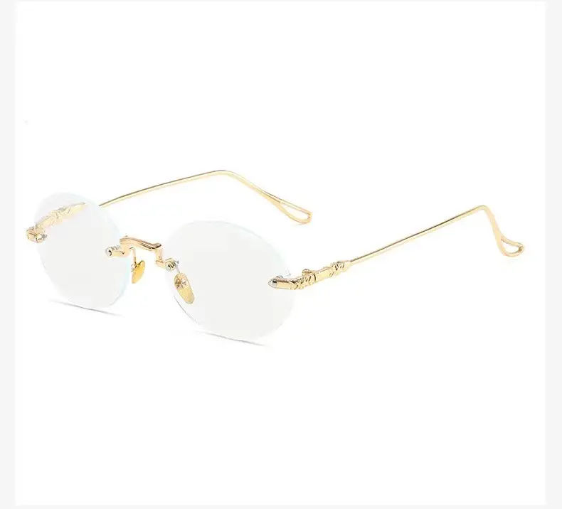 Nouvelles lunettes en métal 8252A Lunettes de lecture sans monture avec blocage de la lumière bleue Monture de lunettes optiques dorées