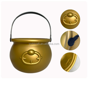 HLC Caldero, Cubo y Collares <span class=keywords><strong>de</strong></span> Cuentas Morado, Verde y Dorado para Mardi Gras y el Día <span class=keywords><strong>de</strong></span> <span class=keywords><strong>San</strong></span> <span class=keywords><strong>Patricio</strong></span>, Recuerdos <span class=keywords><strong>de</strong></span> Fiesta, Decoración <span class=keywords><strong>de</strong></span> Cubo para Monedas - Product Image 4