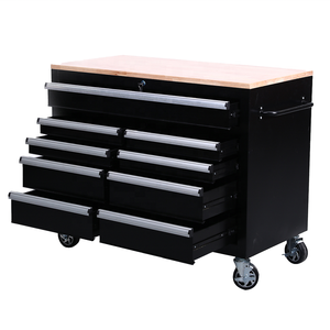 Coffre à outils moderne <span class=keywords><strong>sur</strong></span> roulettes, atelier, garage, rangement, armoire à outils en métal, établi avec poignée et plateau en <span class=keywords><strong>bois</strong></span> - Product Image 2