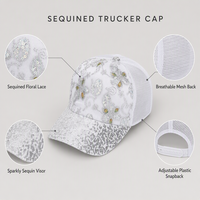 Topi Trucker Jaring Bunga Berpayet Berkilau untuk Wanita dan Remaja Putri, Topi Visor Payet Perak Mengkilap, Topi Snapback Plastik yang Dapat Disesuaikan untuk Aktivitas Luar Ruangan