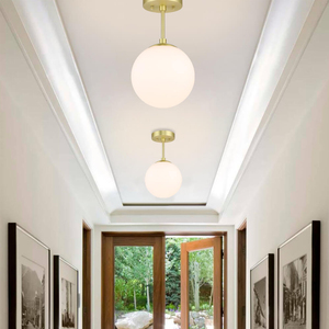 Almacén de EE. UU., envío gratis, lámpara colgante de techo de globo de cristal con iluminación semiempotrada de latón moderno para comedor - Product Image 3