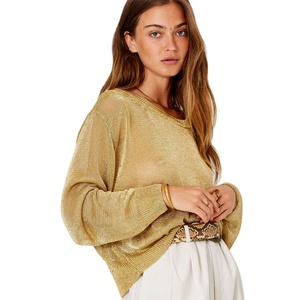 <span class=keywords><strong>Pull</strong></span> tricoté en crochet transparent pour femme, tricot métallique à <span class=keywords><strong>paillettes</strong></span>, automne - Product Image 1
